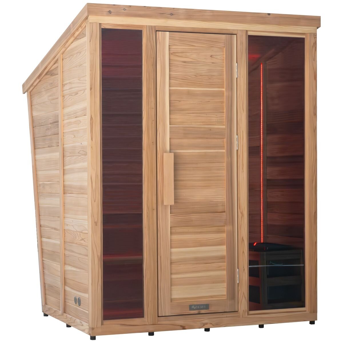 Revel Solaris 3-4 Person Traditional Sauna Cabin - Harvia Heater, Tempered Glass Door - R-TR-CABIN-3P