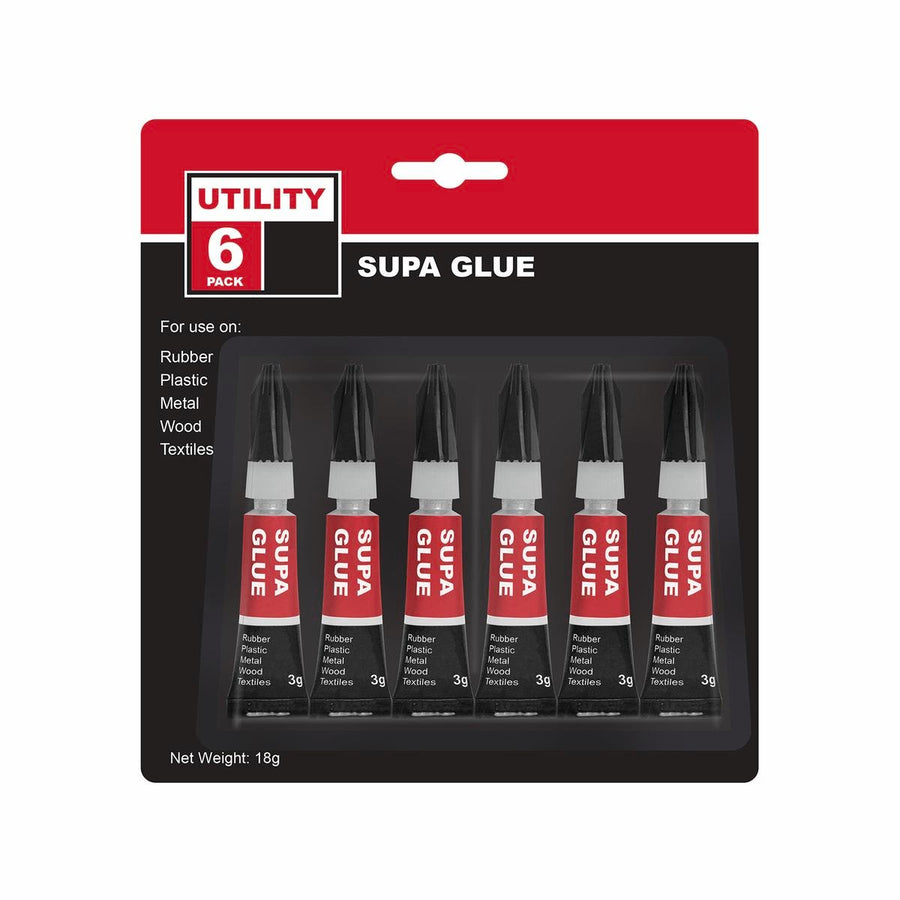 Utility Super Glue 6 Pack - Instant Strong Bond - 3g - Dries Clear - SuperSaverAU - view 1