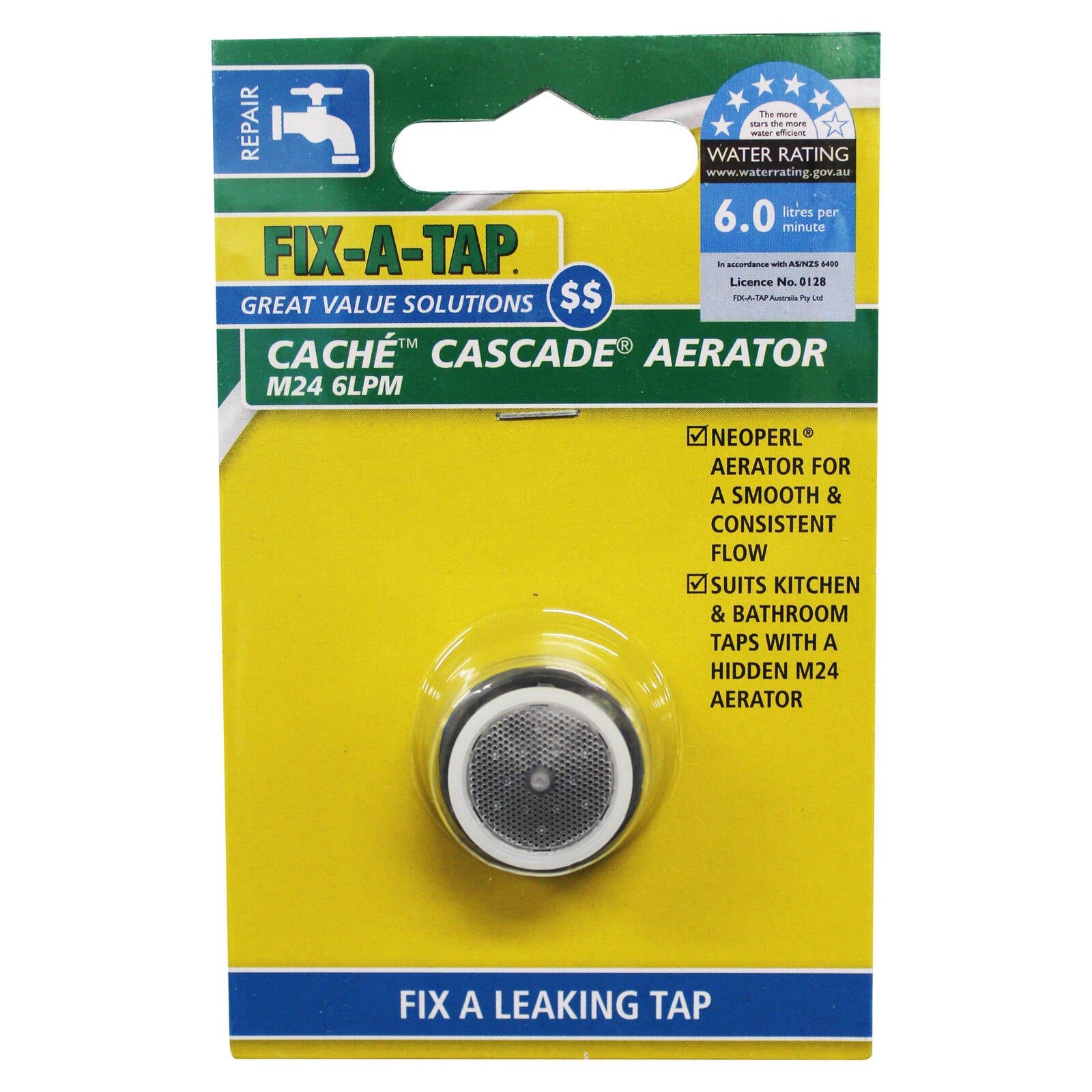 FIX-A-TAP M24 Caché Cascade Aerator 6L/min WELS 5 Star
