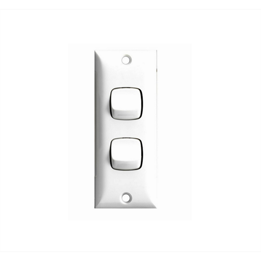 HPM 2 Gang Architrave Switch - 81mm x 32mm - ABS Plastic - Slim Design - SuperSaverAU - view 1