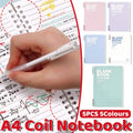 A4 Blank Coil Notebooks Set of 5 Colours Soft Cover 60 Sheets Each