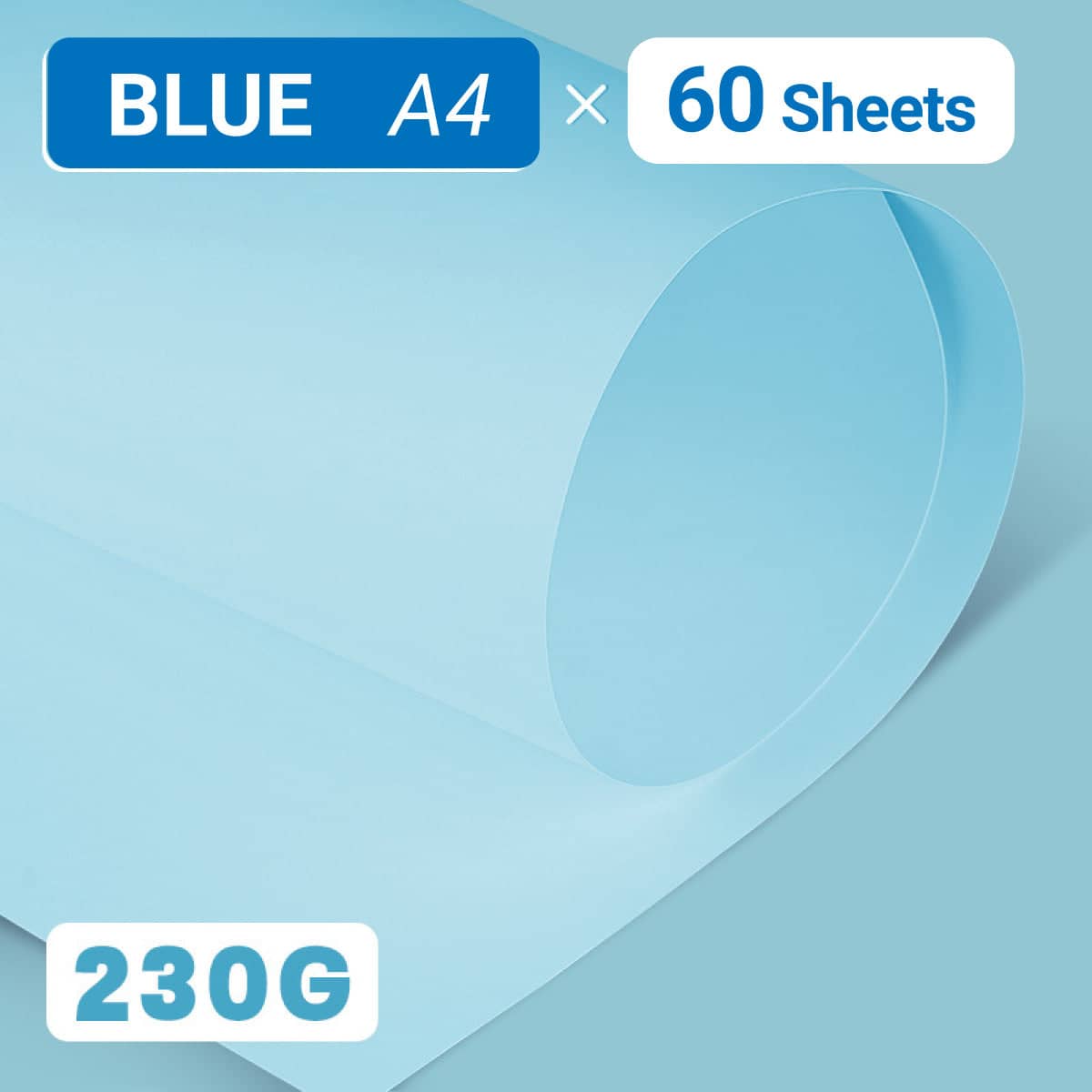 A4 Cardstock Paper 230gsm, 60 Sheets - Sky Blue