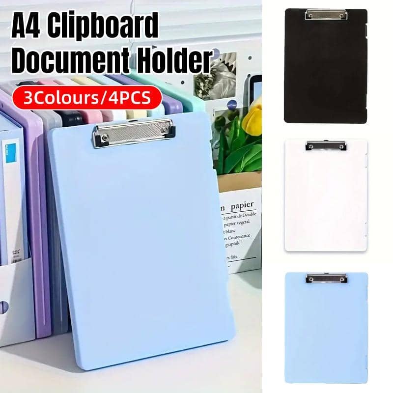A4 Clipboard Writing Pad Set of 4 with Double Clips for Office Storage - Blue - view 2