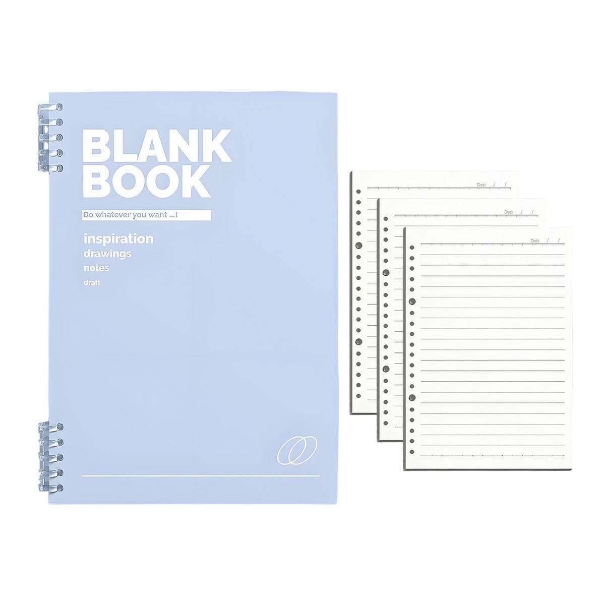 A4 Coil Notebook with 3 Lined Refills - Light Blue