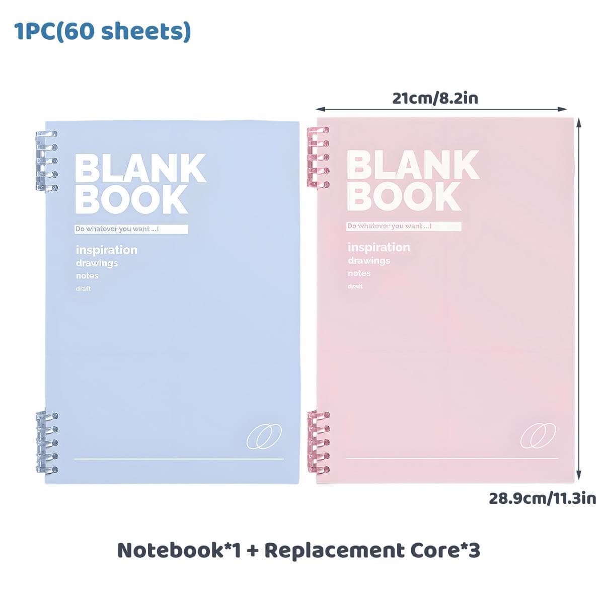 A4 Coil Notebook with 3 Lined Refills - Light Pink - view 4