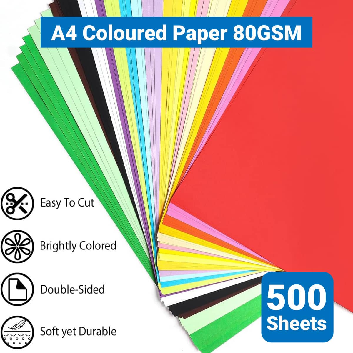 A4 Coloured Paper 80gsm, 500 Sheets for Craft and School - Light Purple - view 2