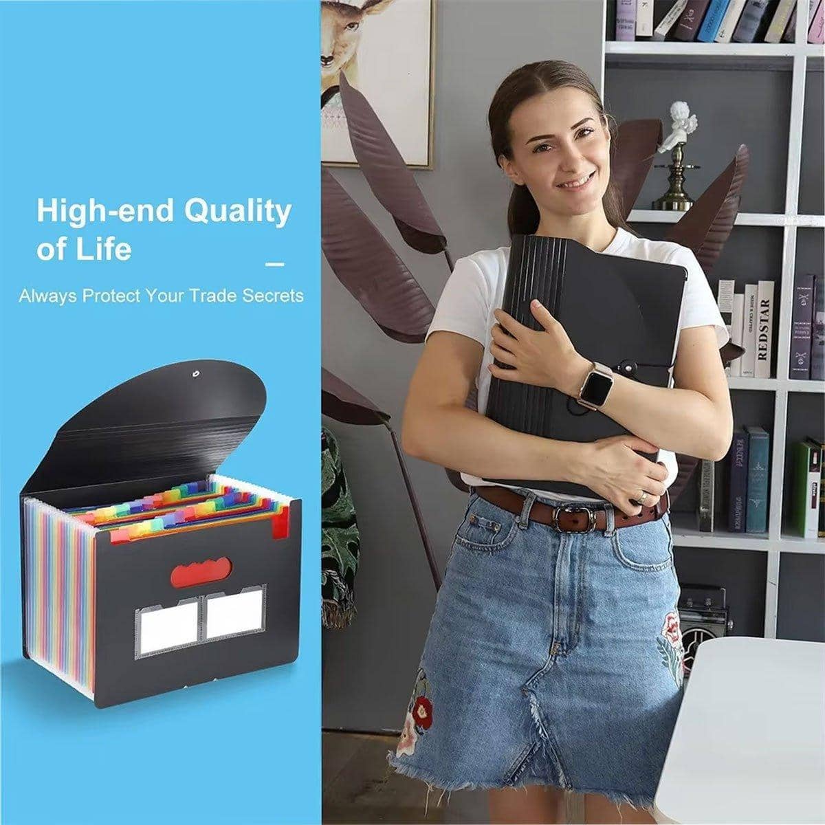 A4 Expanding File Organiser with 25 Compartments, Multilayer Office File Storage - view 4