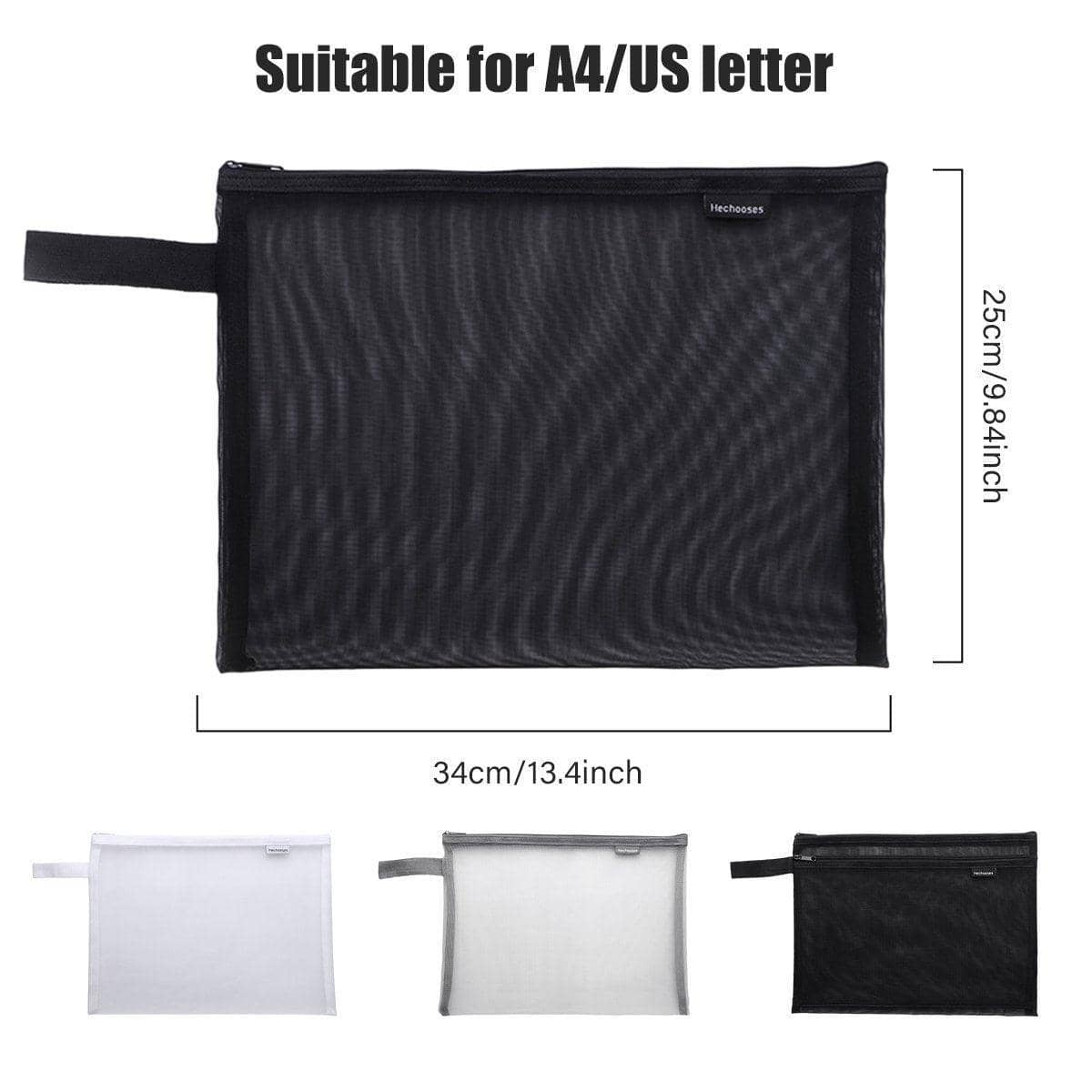 A4 Mesh Document Pouches, 34 x 25 cm, Pack of 10 - Black - view 4