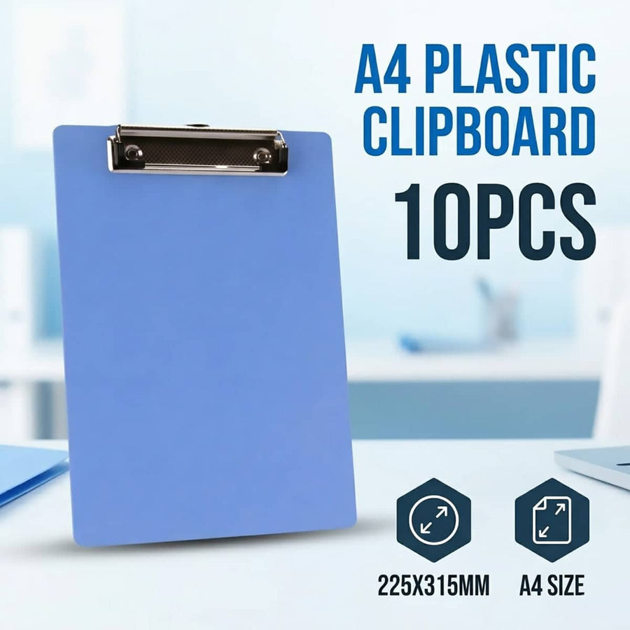A4 PP Clipboard Set of 10 Blue Hanging Menu Clip Writing Pad