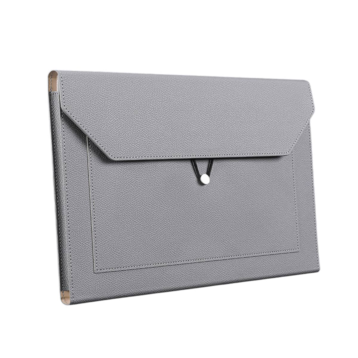 A4 Waterproof Document Bag for Office and School in PU Leather, Grey - view 2