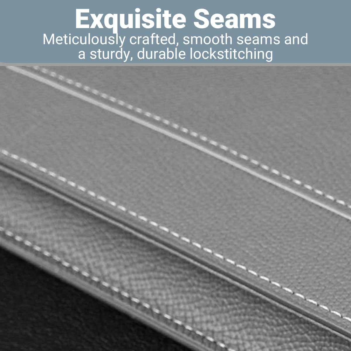 A4 Waterproof Document Bag for Office and School in PU Leather, Grey - view 4