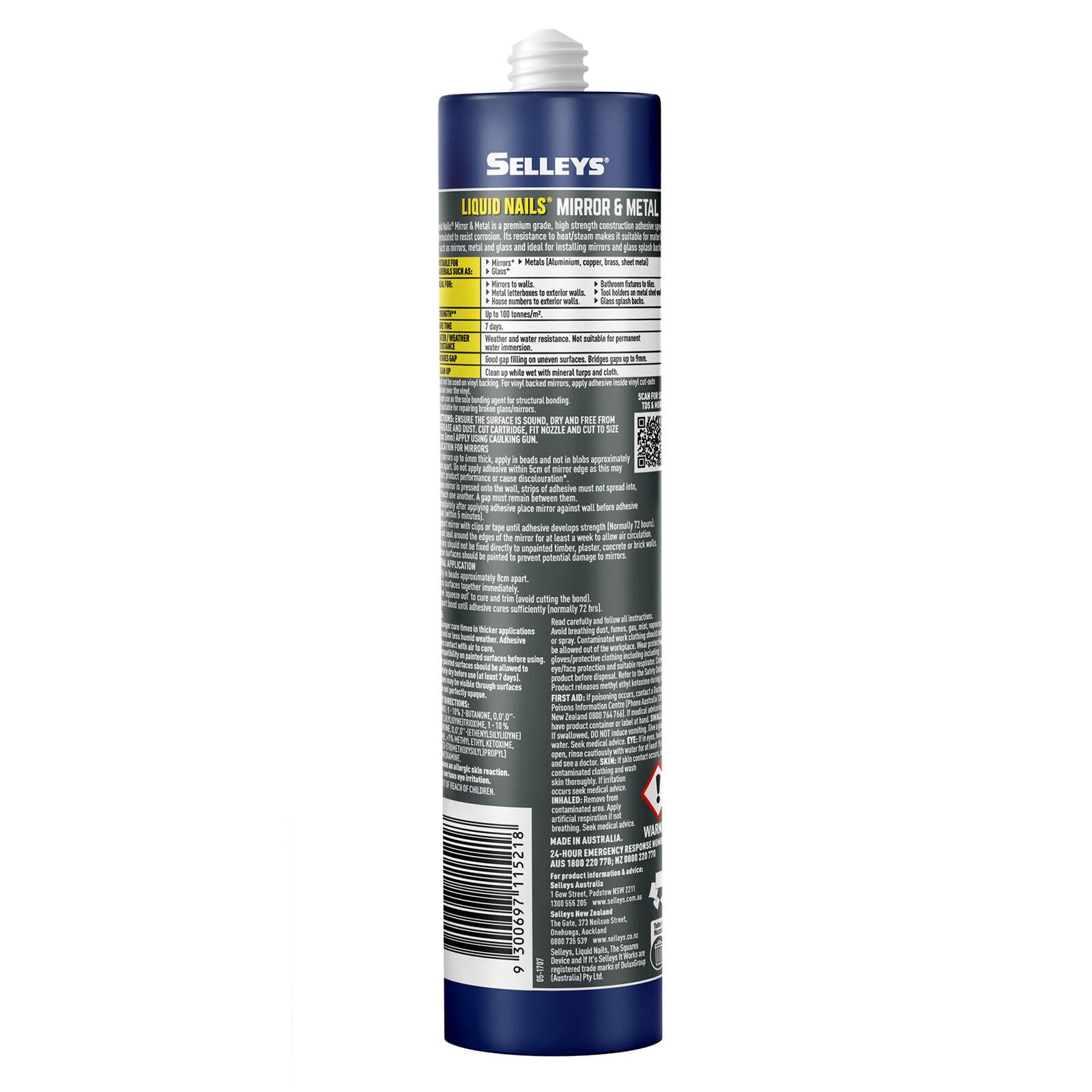 Selleys Liquid Nails Mirror Metal & Glass Adhesive 310g - Dries Clear Silicone Polymer Bond