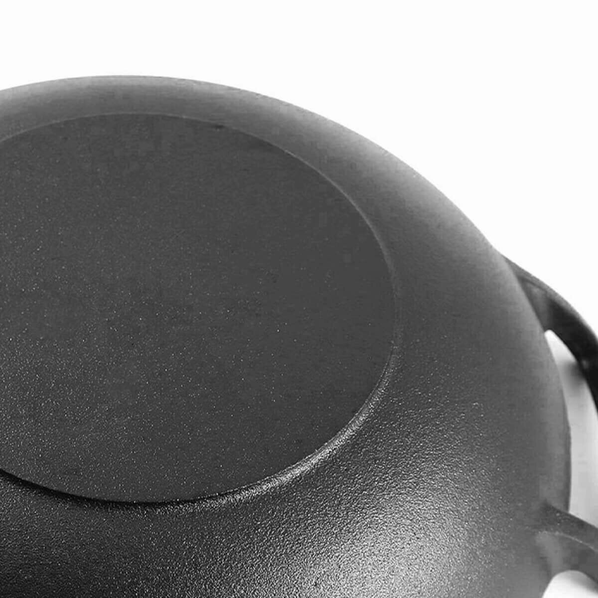 SOGA 36cm Cast Iron Wok with Lid - Induction, Oven and Gas Compatible, Black - 9357641006412