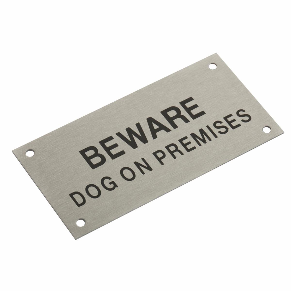 Sandleford Stainless Steel Beware Dog on Premises Sign - 95 x 47mm - SuperSaverAU - view 1