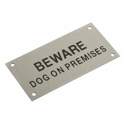 Sandleford Stainless Steel Beware Dog on Premises Sign - 95 x 47mm - SuperSaverAU - view 1
