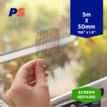 Permastik 5m x 50mm Flyscreen Repair Tape - Black Fibreglass Self-Adhesive