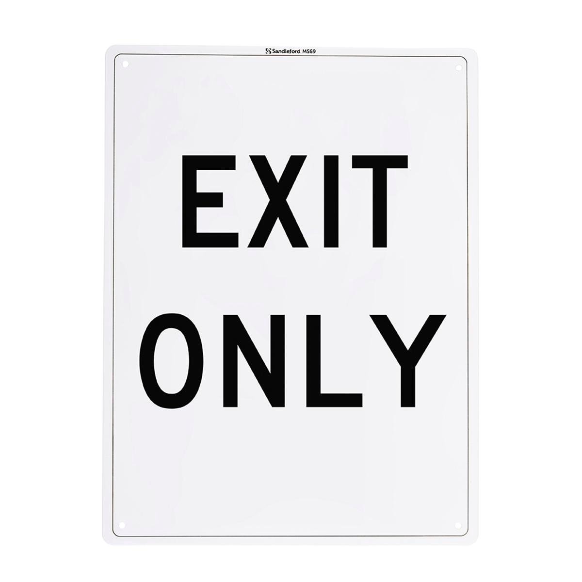 Sandleford Exit Only Plastic Sign - 300 x 225mm - White/Black - SuperSaverAU - view 1