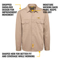 DeWALT Granite Long Sleeve Button Up Work Shirt - Khaki, Size M, 97% Cotton