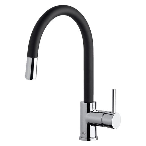 Armando Vicario Gooseneck Side Lever Pull Out Kitchen Mixer Tap - Black, 6 Star Rating - SK5-AV-B-LF