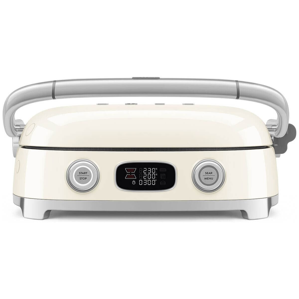 Smeg 50s Style Countertop Multifunctional Grill - Cream, 2000W, Ceramic Plates, Drip Tray - MGF01CRAU