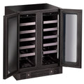 Artusi 36 bottle dual zone wine fridge - matte black, side by side doors, touch controls - AWC36BV