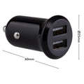 Click 12W 2 Port USB Car Charger CLK1006B - Black, Charges Two Devices at Once