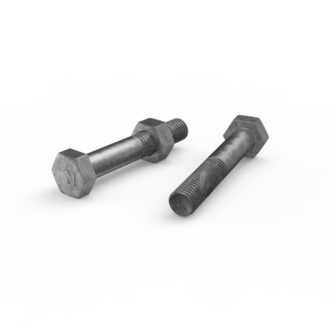Zenith M10 x 60mm Hot Dip Galvanised Hex Head Bolt & Nut - 4.6 Grade Steel