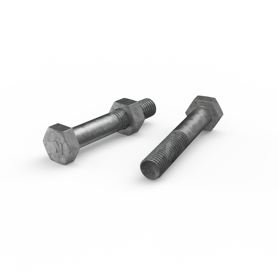 Zenith M10 x 60mm Hot Dip Galvanised Hex Head Bolt & Nut - 4.6 Grade Steel