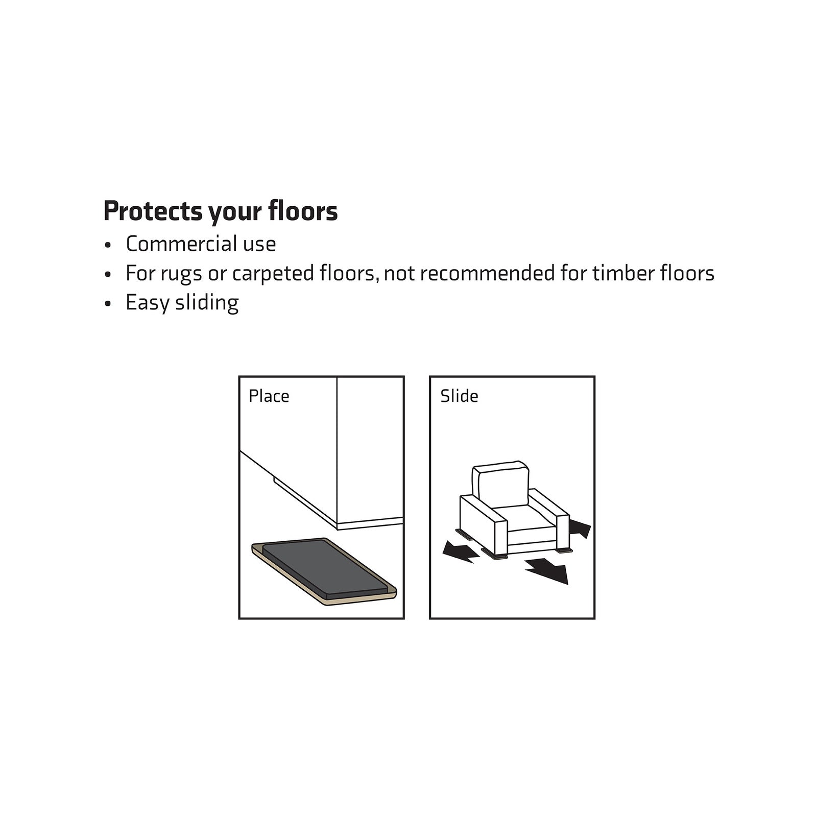 Surface Gard 200 x 150mm Brown Rectangle Plastic Furniture Slide Glide - 4 Pack