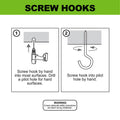 Everhang 26 x 6.2mm Steel Round Screw Hook 6 Pack Zinc Plated