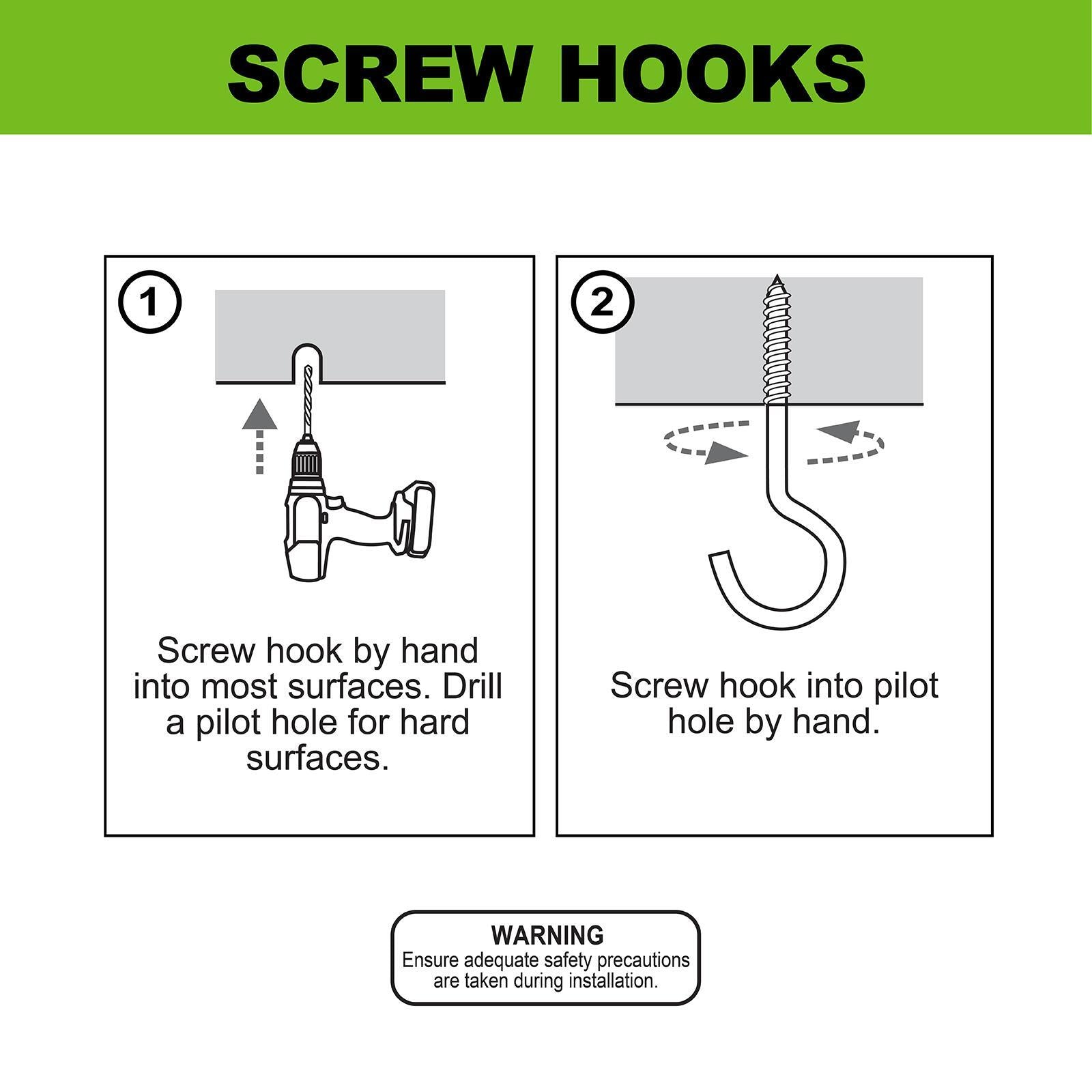 Everhang 26 x 6.2mm Steel Round Screw Hook 6 Pack Zinc Plated