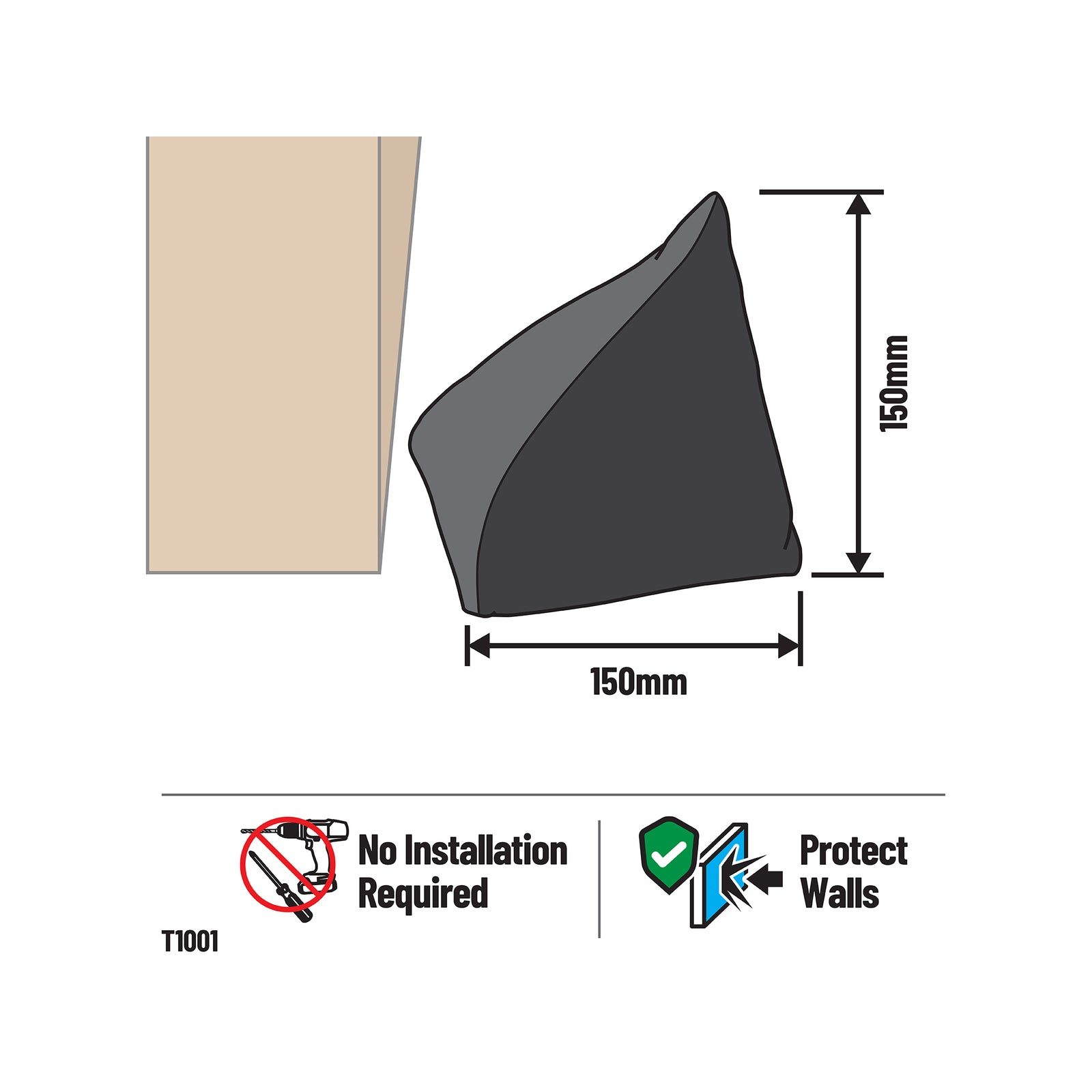 Adoored Black Fabric Door Stop