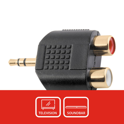 Antsig 3.5mm Plug Dual RCA Audio Adaptor - Bi-Directional - Compact - SuperSaverAU - view 2