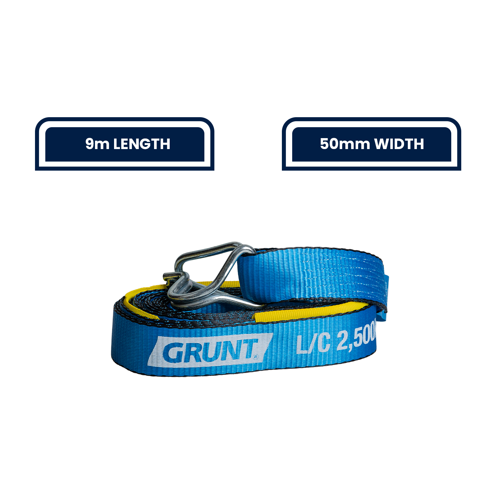 Grunt 50mm x 9m Polyester Ratchet Tie Down with Protecta Sleeve