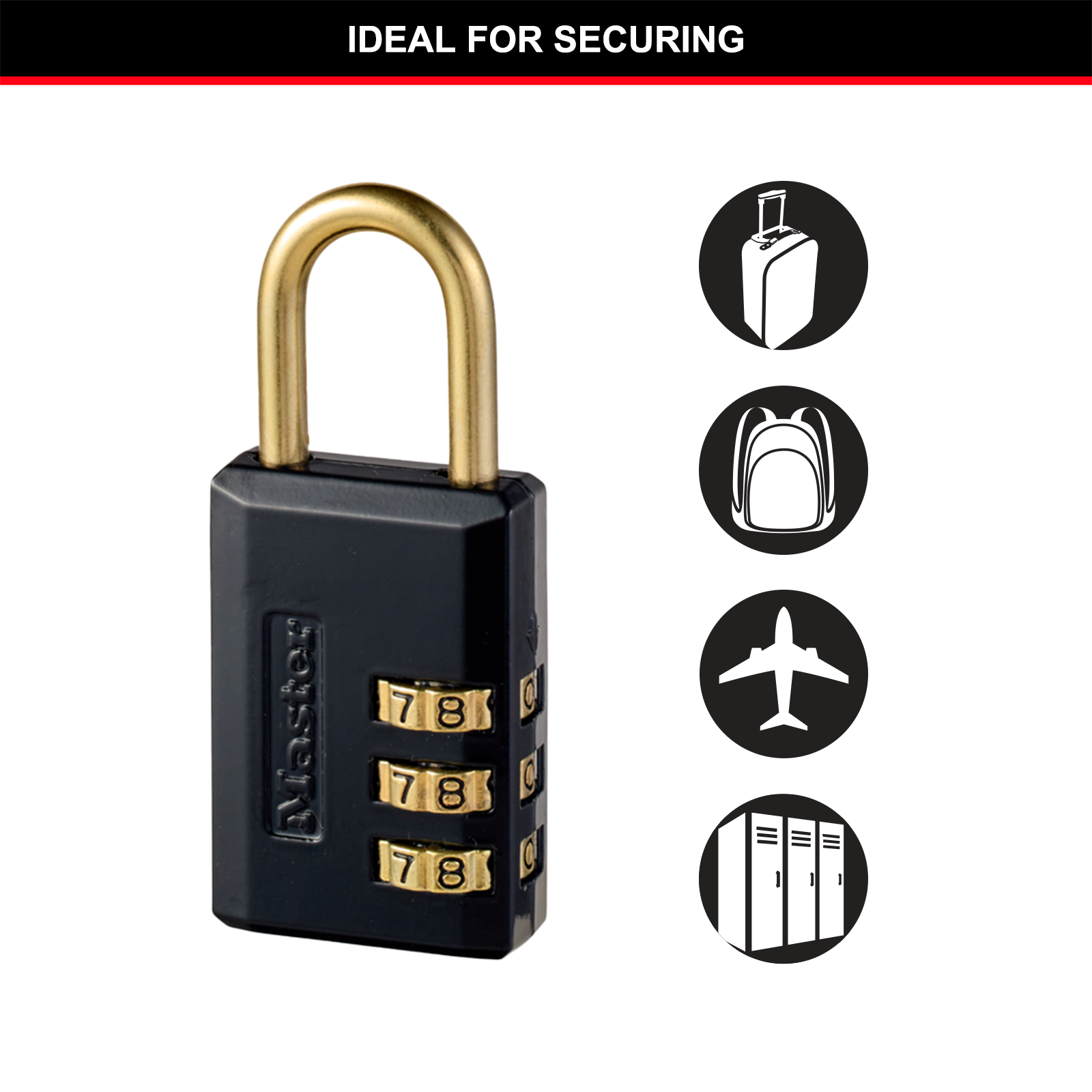 Master Lock 30mm Resettable Combination Padlock, Black