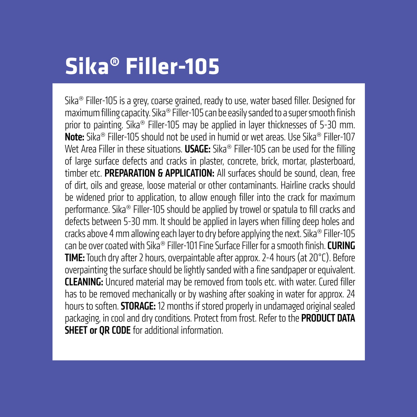 Sika Filler-105 Coarse Surface Filler 250ml Light Grey Ready to Use Paintable Sandable