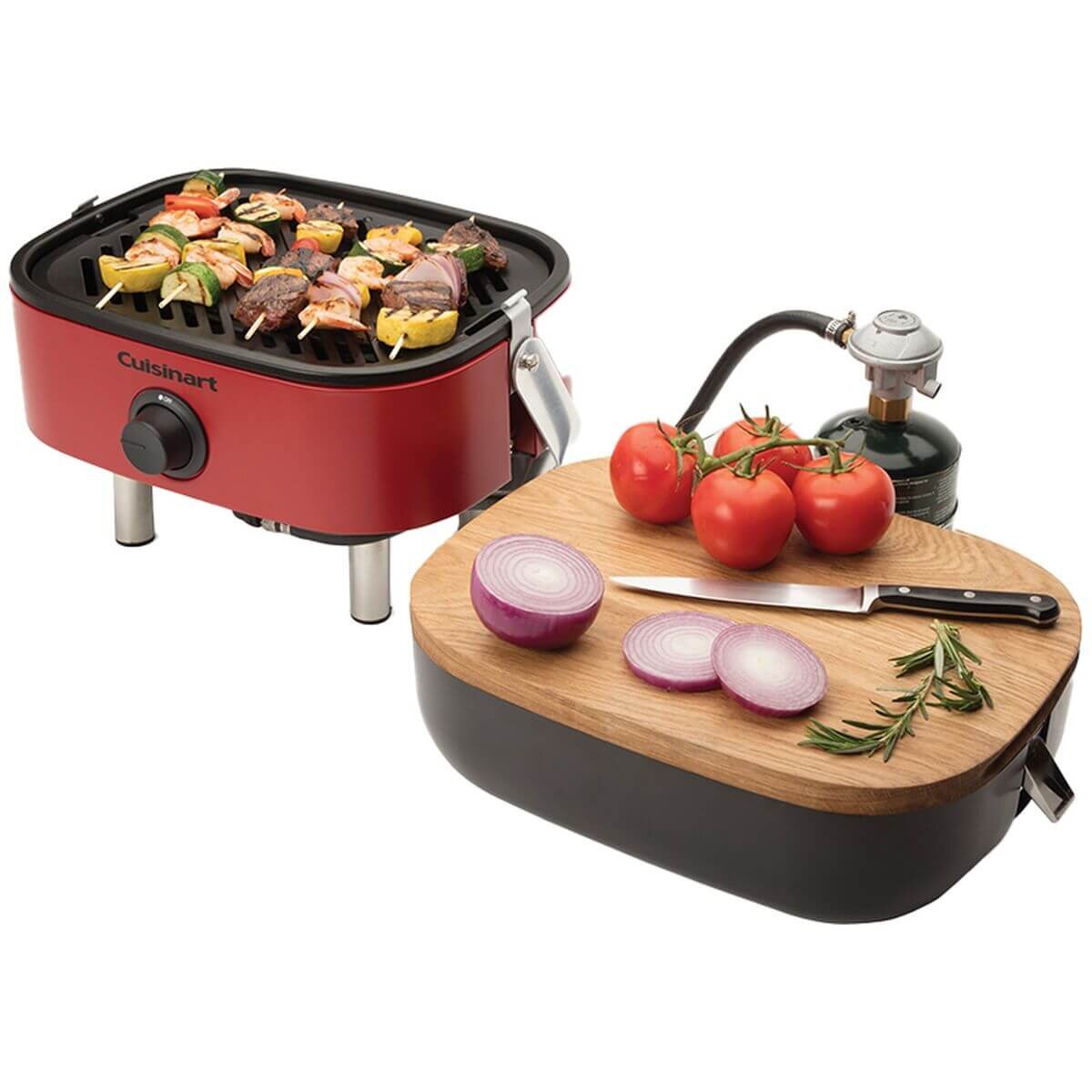 Cuisinart Venture Portable Outdoor BBQ - Red - Porcelain Enamelled Cast Iron Grill Plate - CGG-750XA