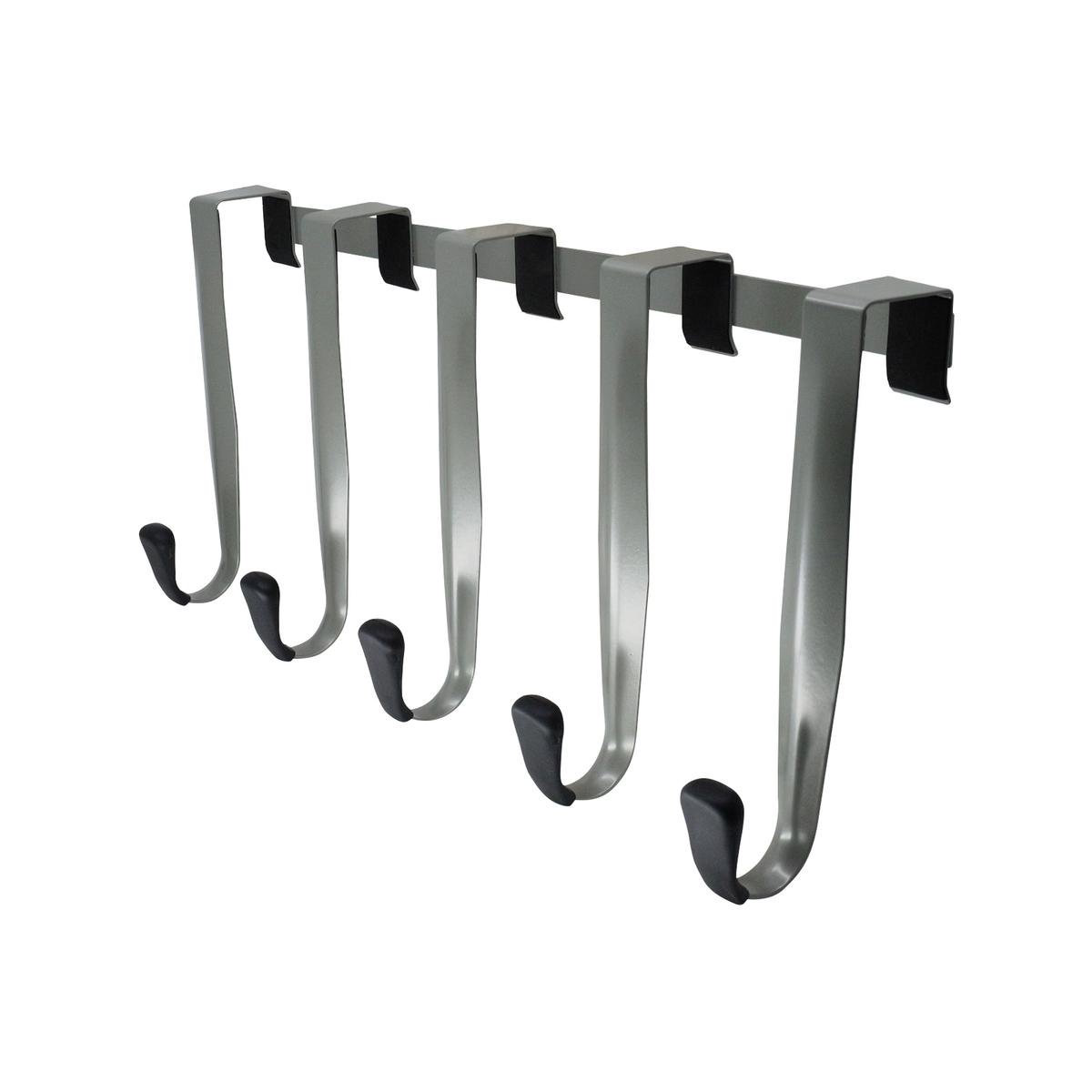 Adoored 5 Hooks Over the Door Hook Rack - 430mm x 210mm - Satin Chrome - SuperSaverAU - view 1