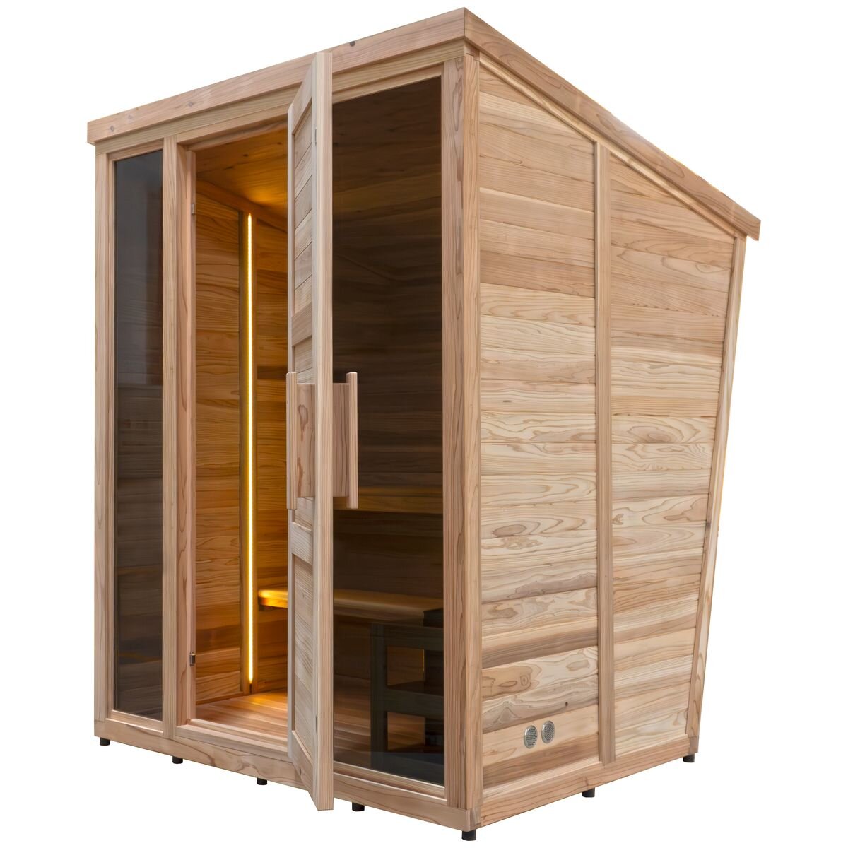 Revel Solaris 3-4 Person Traditional Sauna Cabin - Harvia Heater, Tempered Glass Door - R-TR-CABIN-3P