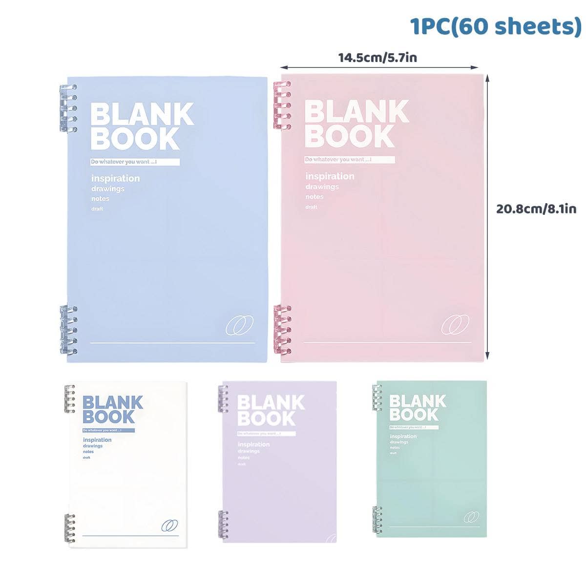 A5 Lined Coil Notebooks Set of 5 Colours Soft Cover 60 Sheets Each - view 3