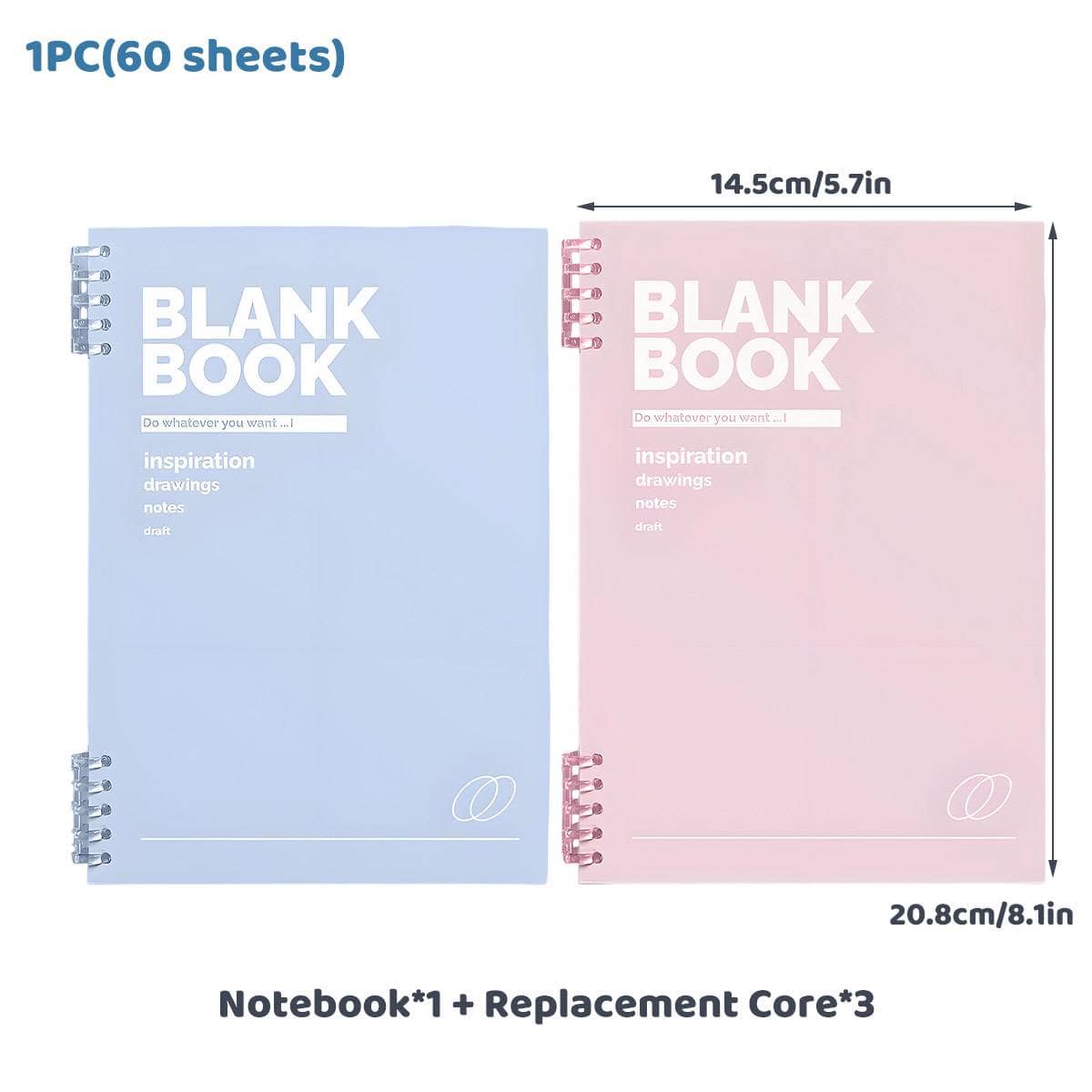 A5 Refillable Binder Notebook with 3 Lined Refills - Light Pink - view 4