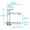 Billi Home Paddle Lever Mixer Tap - Matte Black Finish - 6 Star WELS Rating - 4.5L/min Flow Rate - 991800PMB