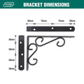 Carinya 200 x 150mm Dark Grey Powder Coated Steel Scroll Stayed Bracket 200kg