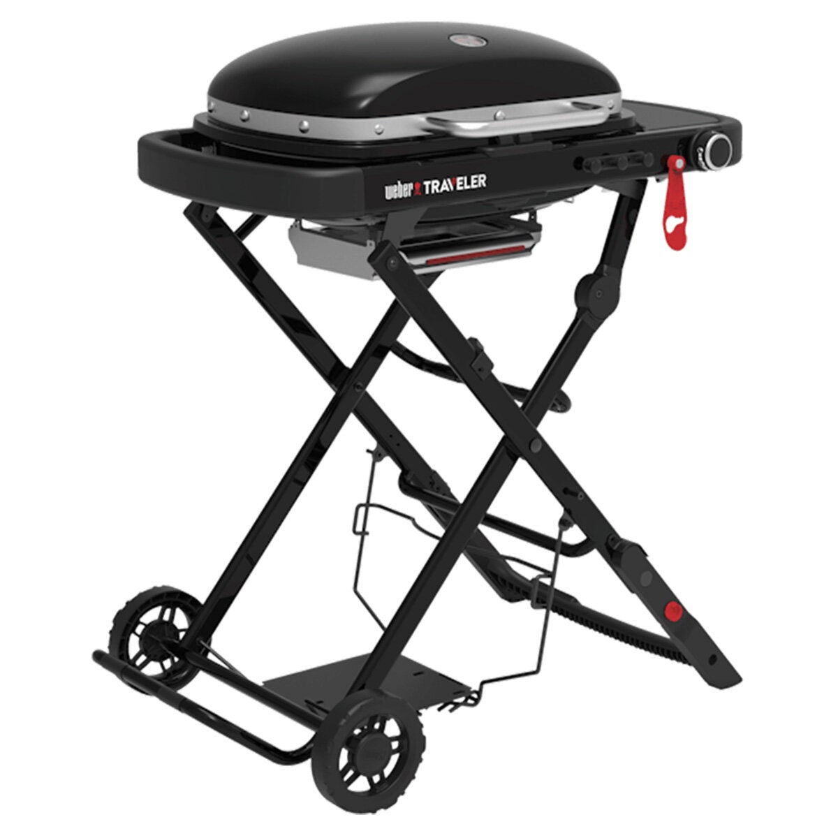 Weber Traveler Compact Portable LPG BBQ - 12 Burger Cooking Area, Lid Thermometer - 1500525