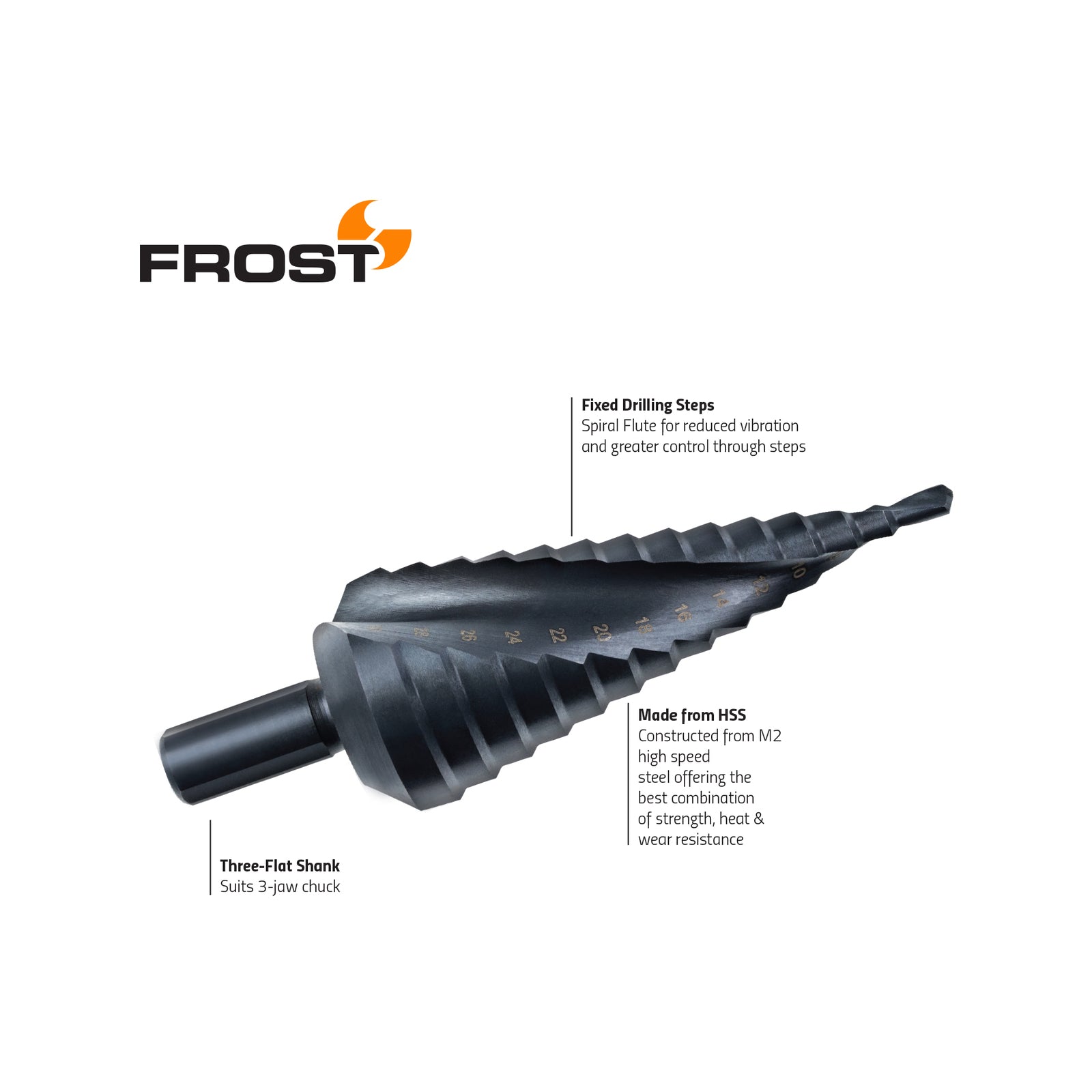 Frost 4-30mm HSS Step Drill Orange
