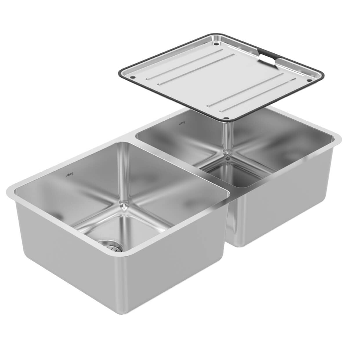 Abey Lago Double Bowl Stainless Steel Sink - Draining Tray (DT05) Included, Multi Mount - NL200