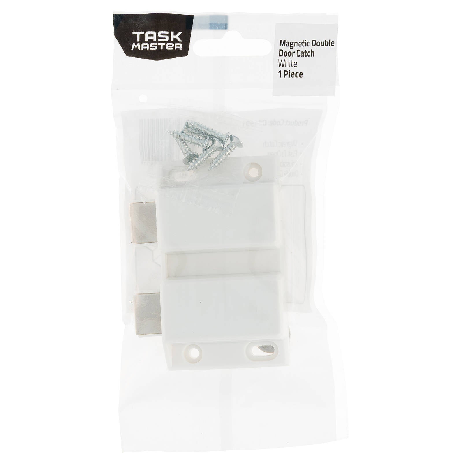 Taskmaster 67mm White Magnetic Push To Open Double Door Catch Self Aligning