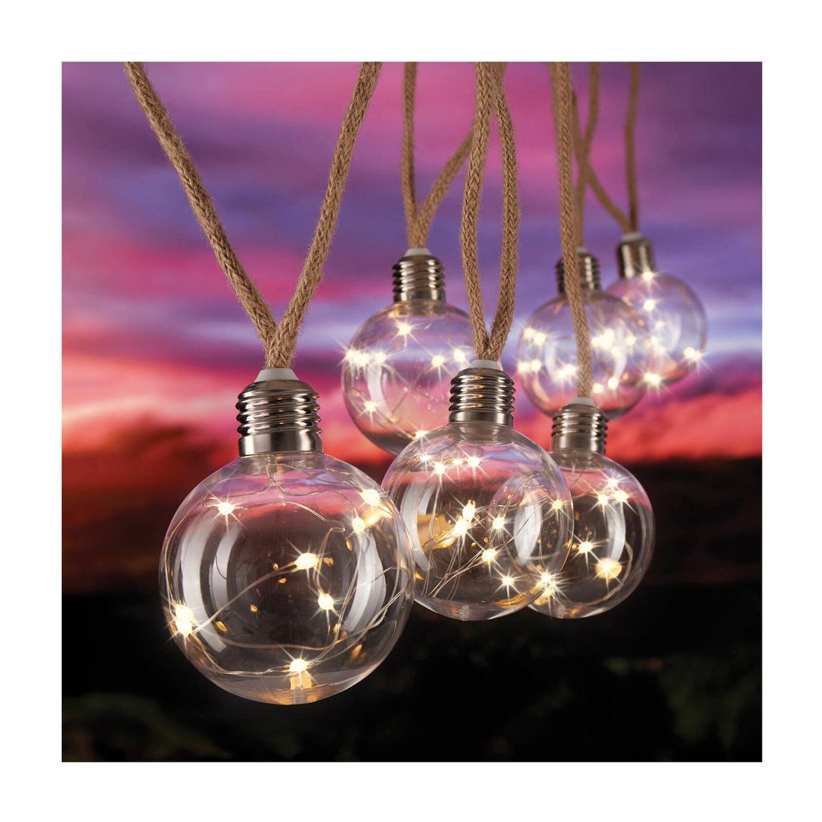 Lytworx Warm White Solar Burlap Rope Lights 6 Pack - 2.5m - 48 LEDs - Energy Efficient - SuperSaverAU - view 2