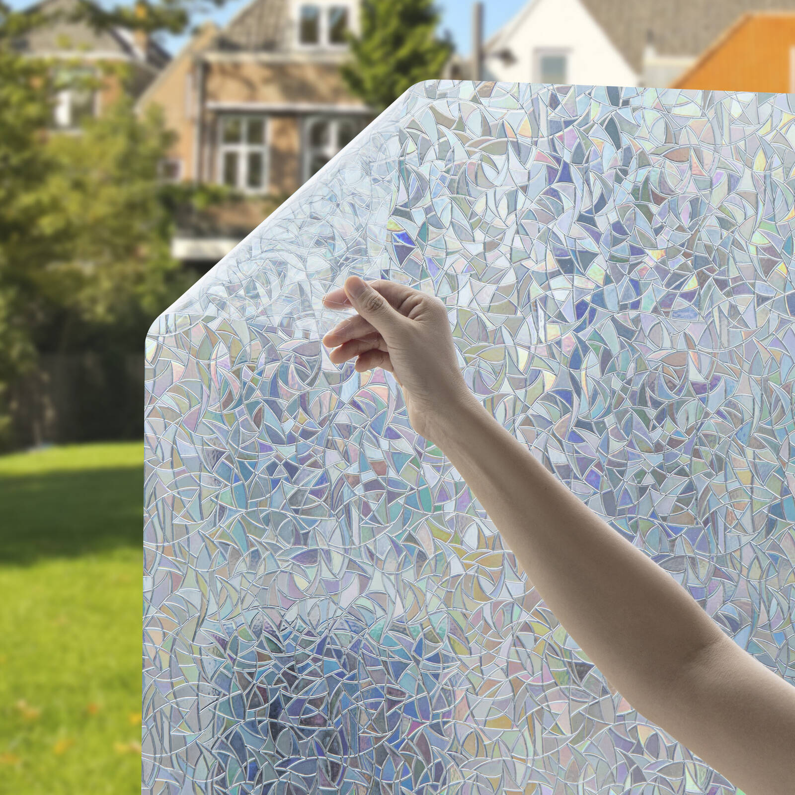 Pillar 0.9 x 2m Black Geo-Holographic Static Window Film