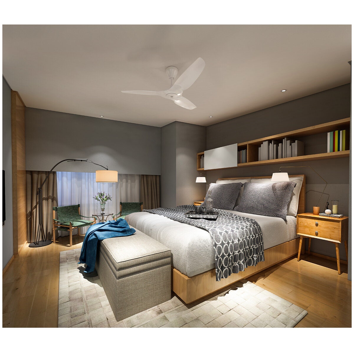 Big Ass Fans Haiku L 52 Inch Ceiling Fan - White, 7 Speeds, 256mm Drop Tube - HAIKUL-W-52-256MM
